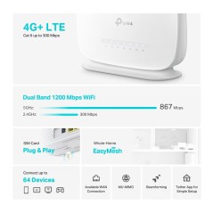 Routeur TP-LINK Archer MR505 Gigabit sans fil double bande 4G+ Cat6 AC1200