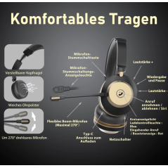 Casque Bluetooth avec micro et support pour le bureau du centre d'appels