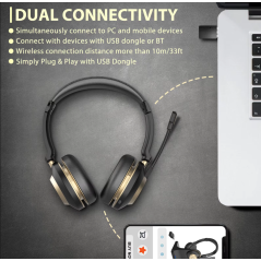 Casque Bluetooth avec micro et support pour le bureau du centre d'appels