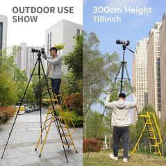 Trépied professionnel YUNTENG VCT-3000 3 mètres Tête panoramique Support robuste pour caméra vidéo numérique