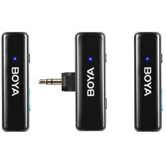 Système de microphone sans fil tout-en-un BOYA BOYALINK pour 2 personnes avec connecteurs interchangeables (2,4 GHz)