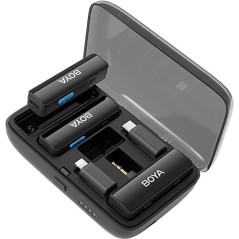 Système de microphone sans fil tout-en-un BOYA BOYALINK pour 2 personnes avec connecteurs interchangeables (2,4 GHz)
