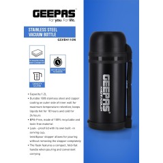 Bouteille isotherme en acier inoxydable Geepas GSVB4110, argent