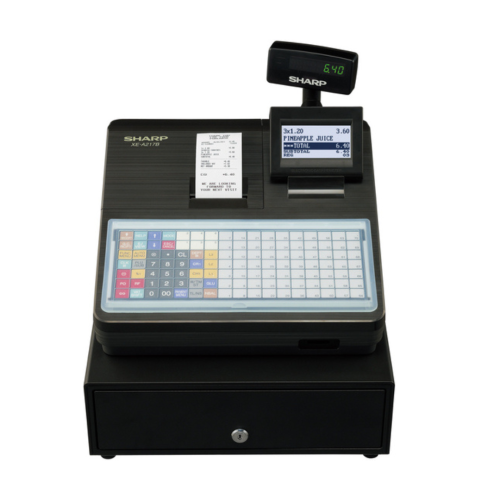 Caisse enregistreuse Sharp XE-A217B Clavier plat avec 70 touches Caisse enregistreuse Sharp XE-A217B Clavier plat avec 70 touches
