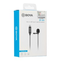 Micro cravate à condensateur BOYA BY-M3 pour smartphone/APN/PC directivité omnidirectionnelle USB-C