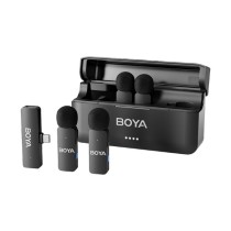 Système de micro cravate sans fil ultracompact BOYA BY-V4U pour 4 personnes avec connecteur USB-C pour appareils mobiles