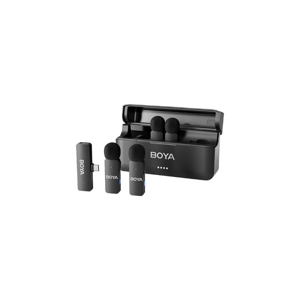 Système de micro cravate sans fil ultracompact BOYA BY-V4U pour 4 personnes avec connecteur USB-C pour appareils mobiles Système de micro cravate sans fil ultracompact BOYA BY-V4U pour 4 personnes avec connecteur USB-C pour appareils mobiles