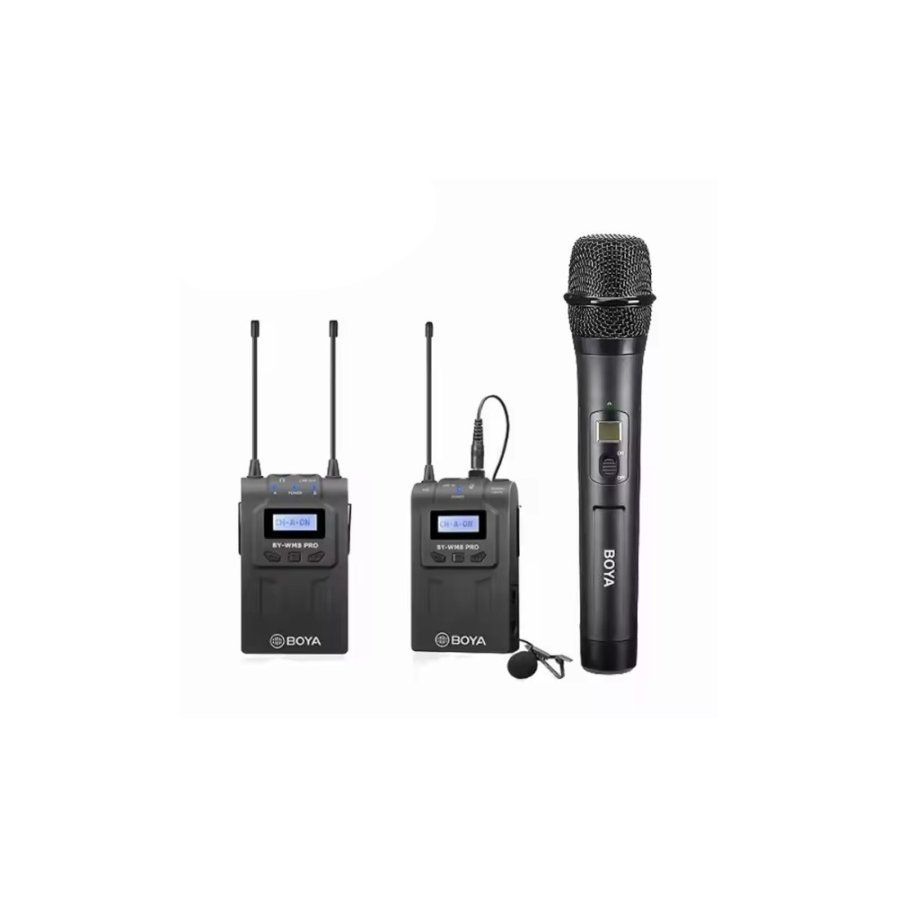 Système de micro cravate sans fil BOYA BY-WM8 PRO-K4 monté sur caméra Système de micro cravate sans fil BOYA BY-WM8 PRO-K4 monté sur caméra