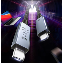 Cable Type C double transmission haute vitesse 8K 40Gbps de PD240W compatible avec l'écran du câble de données iph 15