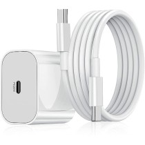 Chargeur USB Type C 20 W original pour iPhone 15, iPhone 15 Plus, iPhone 15 Pro, iPhone 15 Pro Max avec cable blanc