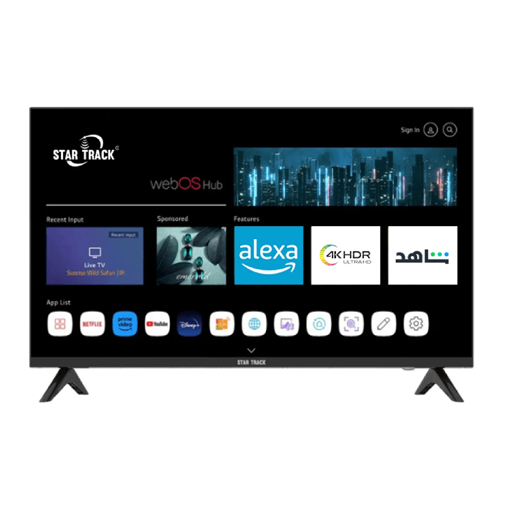 Téléviseur smart star track 4K 50" pouce webOS Hub, sans cadre, télécommande Magic, Bluetooth, Netflix, YouTube