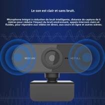Mini Webcam Full HD 1080P avec microphone pour Ordinateur, diffusion en direct Vidéo Conférence Travail
