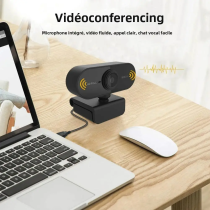 Mini Webcam Full HD 1080P avec microphone pour Ordinateur, diffusion en direct Vidéo Conférence Travail