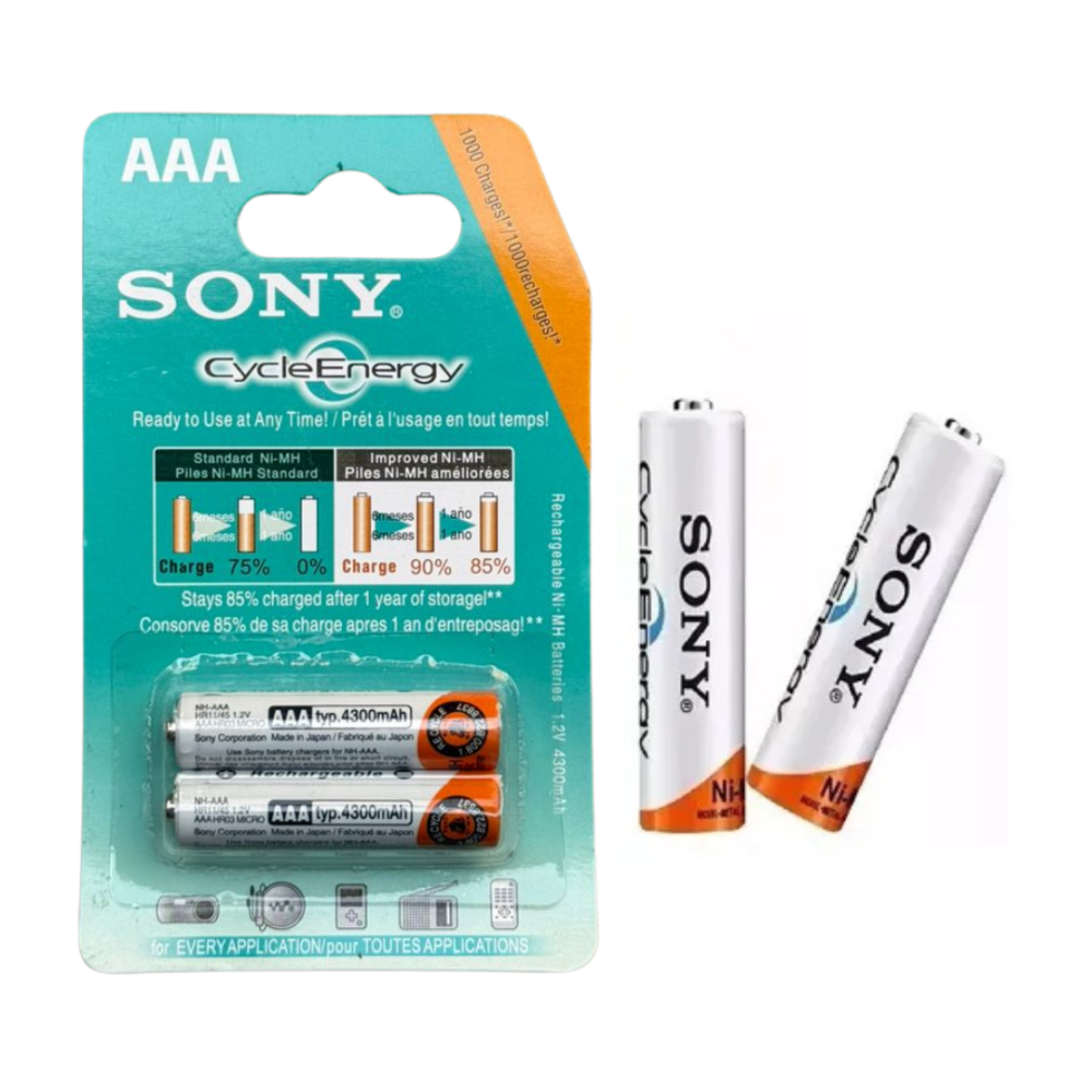 Pile rechargeable Sony AAA, cycle d'énergie NH-AAA-B2K 1.2V 4300mAh