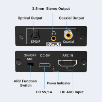 Converisseur audio HDMI ARC 192KHz HDMI ARC eARC TV vers optique coaxial