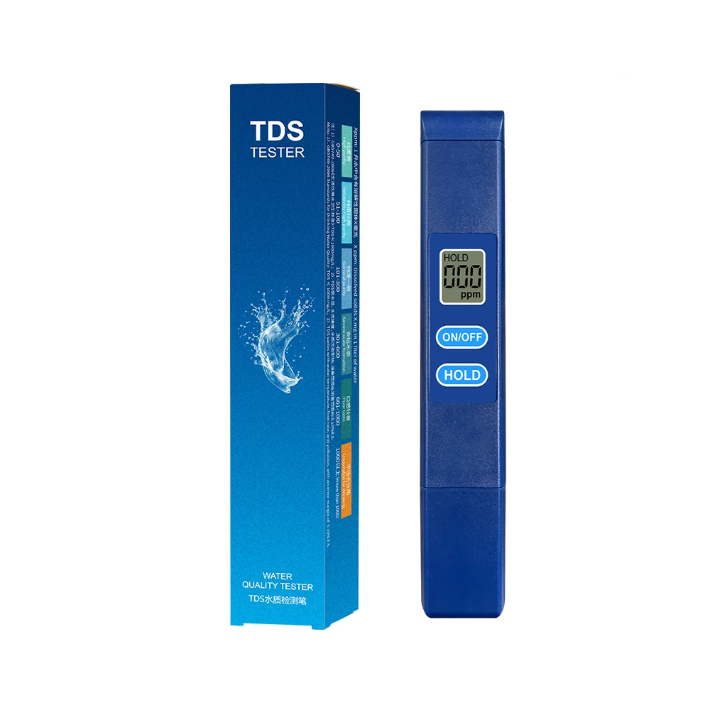 Testeur d'eau numérique TDS couleur bleue Gamme 0-9990ppm pour Aquaculture, test de qualité de l'eau, piscine