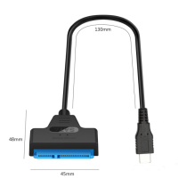 Convertisseur Type-C en SATA 2.5 pouces disque dur externe HDD SSD 22 broches usb 3.0 pour téléphone Mobile et tablette