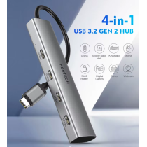 Hub USB Type C, 4 pots, Station d'accueil pour ordinateur portable, Mac et PC