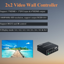 Contrôleur de mur vidéo 1x4 1080P HD Display Processeur d'épissage sans couture avec prise en charge RS232 et IR