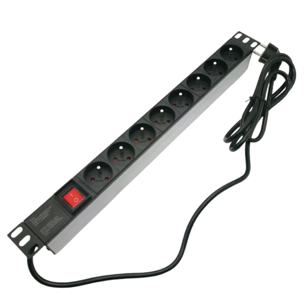 Multiprise rackable PDU 1.8 V/16A, 8 prises courant Francais, haute qualité rack 19" Noir Multiprise rackable PDU 1.8 V/16A, 8 prises courant Francais, haute qualité rack 19" Noir