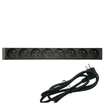 Multiprise rackable PDU 1.8 V/16A, 8 prises courant Francais, haute qualité rack 19" Noir