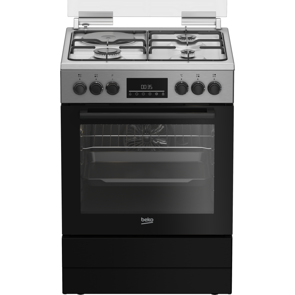 Cuisinière a gaz 3 feux mixte BEKO FBE6332 + 1 feu électrique 60x60cm