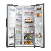 Réfrigérateur side by side 2 portes HAIER HSW59F18EIMM distributeur glaçon gris