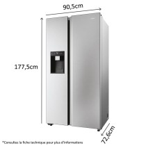 Réfrigérateur side by side 2 portes HAIER HSW59F18EIMM distributeur glaçon gris
