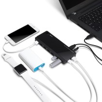 Hub USB, 7 ports USB 3.0, 2 ports de charge USB, 5 V/2,4 A, noir