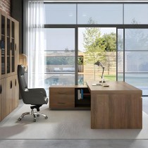 Mobilier de bureau OZ‑EDK0418 Bureau d’angle professionnel avec caisson intégré
