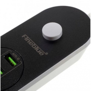 Prise de sécurité Fineblue F-I600 avec 3 prises secteur d'alimentation & 3 ports de charge USB intelligents