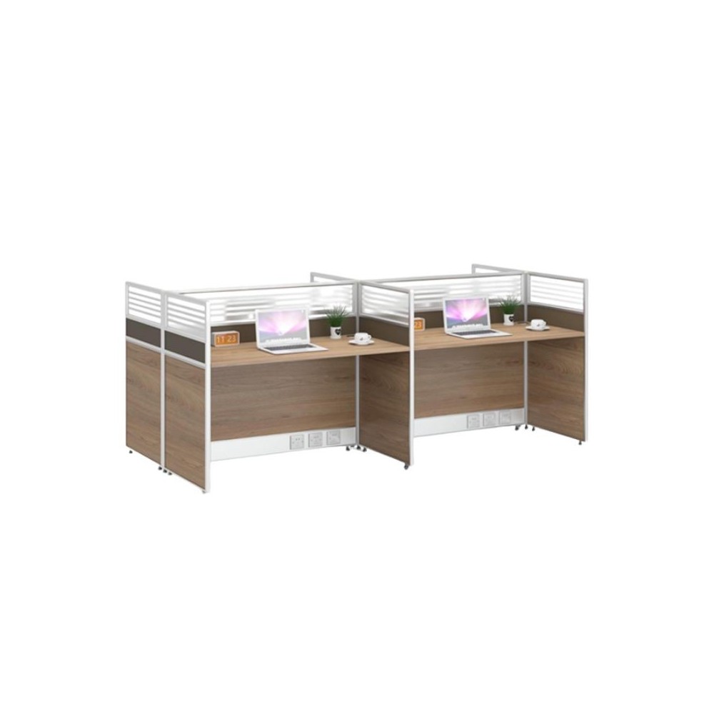Station de Travail Modulaire | 4 Personnes - Design Bois | Gestion des Câbles Intégrée |