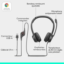 Casque USB Logitech H390  Microphone Anti-Bruit  Commandes Intégrées  Confort Durable