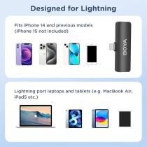 Micro Cravate Sans Fil 4 Canaux pour iPhone/iPad | Boya BY-V4D | Lightning | 200m