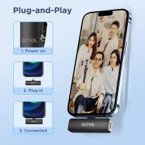 Micro Cravate Sans Fil 4 Canaux pour iPhone/iPad | Boya BY-V4D | Lightning | 200m