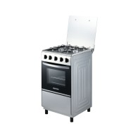 BRUHM Cuisinière à Gaz 50x50 cm | 4 Feux | Four & Grill | Argent (Silver) | BGC-5540IF