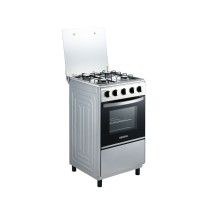 BRUHM Cuisinière à Gaz 50x50 cm | 4 Feux | Four & Grill | Argent (Silver) | BGC-5540IF