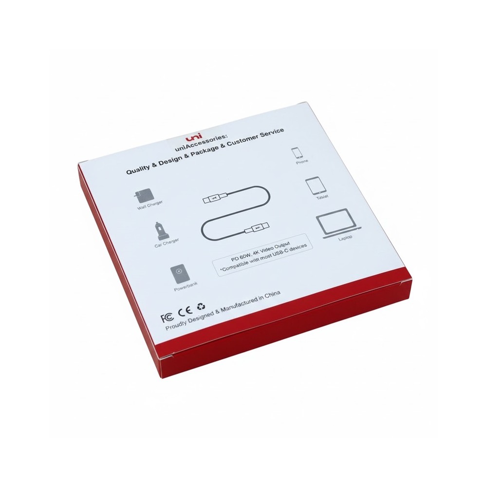 Câble USB-C uni 1m (4K Vidéo) | Charge Rapide PD | USB-C vers USB-C