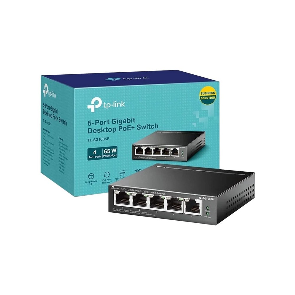 Switch PoE 5 Ports Gigabit | TP-Link TL-SG1005P | 1000 Mbps | Plug & Play