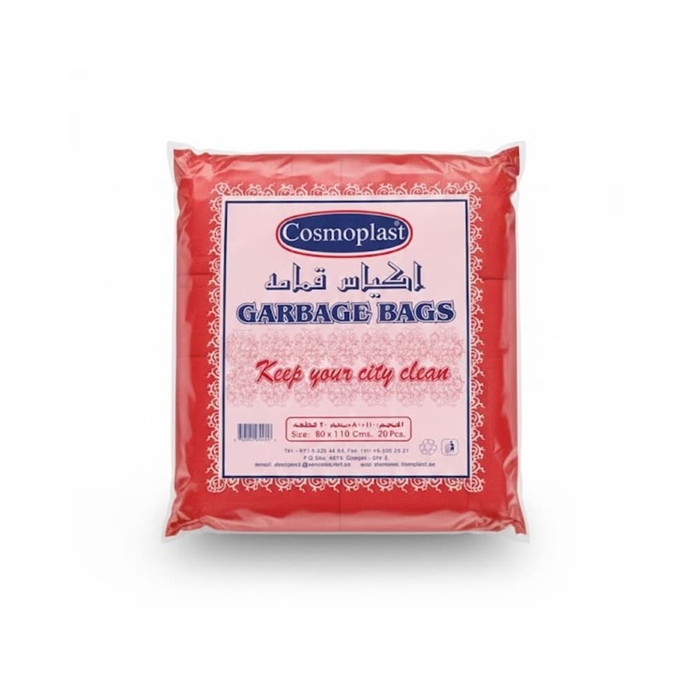 Sacs Poubelle Cosmoplast 100L | Haute Résistance | 80 x 110 cm | Pack de 20