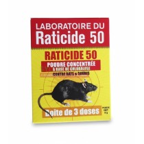 Poudre Raticide 50 Concentrée | Contre Rats et Souris | Boîte de 3 Doses