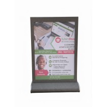 Présentoir de Table A5 Premium | Support Publicitaire Autoportant Gris