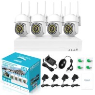 Kit Vidéosurveillance 5G | 4 Caméras PTZ Extérieures IP66 | Système NVR Complet