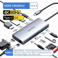 Hub USB-C Lenovo Authentique 11-en-1 | 4K 60Hz | Ethernet | PD 100W