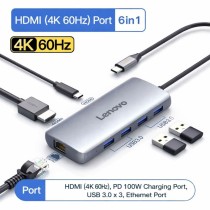 Hub USB-C Lenovo 6-En-1 | 4K 60Hz | Ethernet Gigabit | PD 100W ORIGINAL