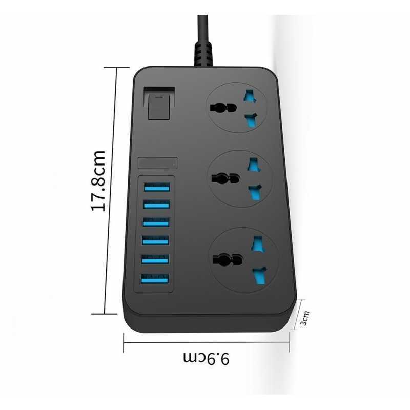 Adaptateur 3 prises 6 concentrateur USB avec interrupteur automatique HUB Commutateur 3.1A haut débit Portable Adaptateur 3 prises 6 concentrateur USB avec interrupteur automatique HUB Commutateur 3.1A haut débit Portable
