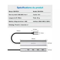 Adaptateur USB-C RSHTECH | Multiport 10 Gbps | MacBook & PC Slim