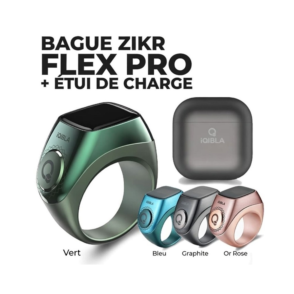 iQIBLA Zikr Flex Pro | Bague Connectée | 3 Tailles d'Anneaux Incluses