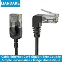 Câble RJ45 Coudé Vers le Haut | Cat6 Haute Vitesse | 1m Noir