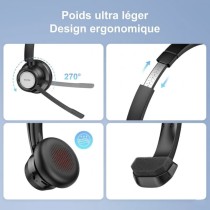 New Bee BH60 | Casque Télétravail & Call Center | Bluetooth 5.0 & Dongle
